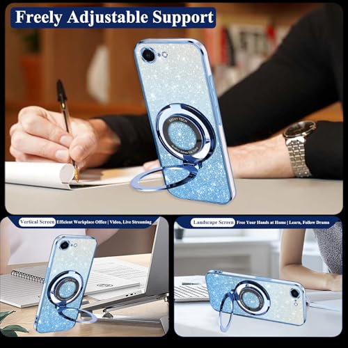 Coque transparente pailletée iPhone 16e avec support pour vos séries - 5