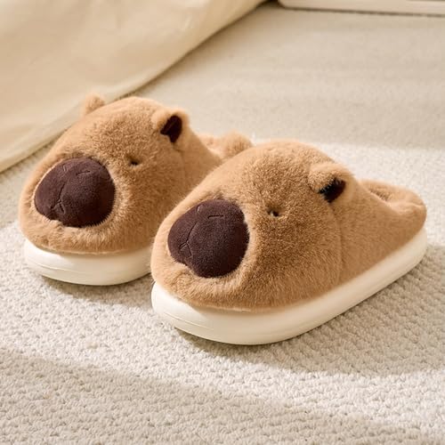 House Slippers for Women, Fluffy Slipper for Adults with Capybara Cow Dog Reindeer, Fuzzy Cute Cartoon Animal House Shoes, Soft Cozy Kawaii Winter Bedroom Slides with Memory Foam2