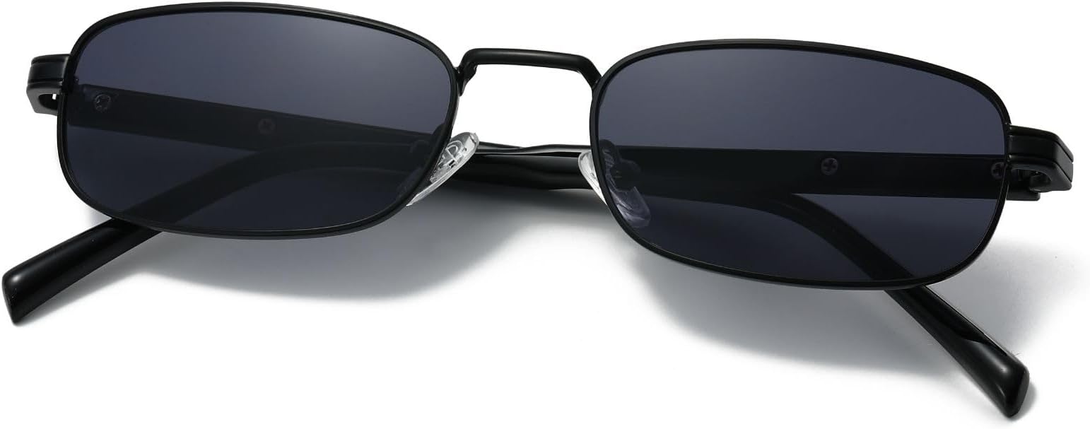 - Trendy Rectangular Retro Sunglasses Mens Womens Classic Rectangle Glasses Small Fashion Thin Slim Square Shades