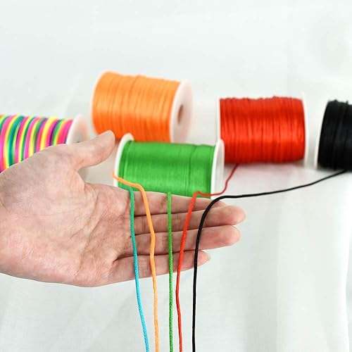 Miniatura 6 de TONIFUL Cuerda de satén de nailon rojo de 0.079 in x 110 yardas para hacer pulseras y joyas, collar de cordón de macramé a granel, hilo de cuentas