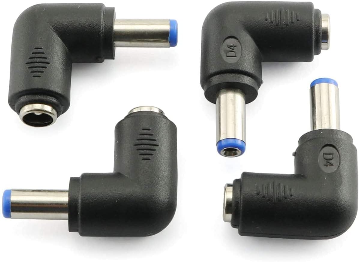 10-Pack 90 Degree DC Power Connector Adapters - 2.5x5.5mm Right Angle Male To Female For Laptop, CCTV, LED Strips