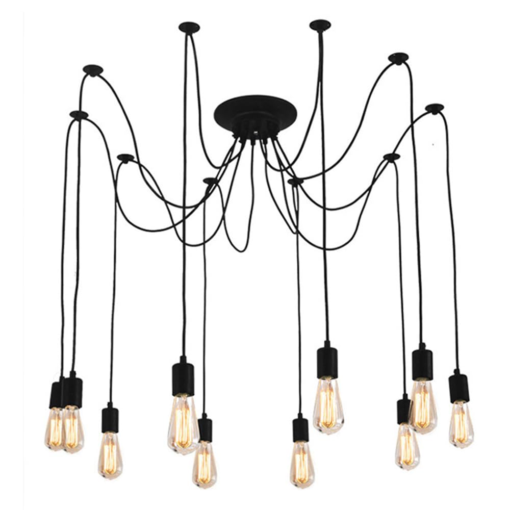 Mengjay DIY Spider Chandelier Creative Adjustable Vintage Ceiling Pendant Lamp Fixture,E27 Pendant Light Multiple Ceiling Lighting Hanging Drop Light Ceiling Pendants Lamp (200CM(10 Heads))