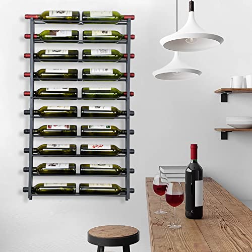 Aqarea Wine Rack Wall Mounted Wine Rack (Black/Metal) 20 Bottle Wine Rack Wall Mounted, Assembled Wall Wine Storage Holder #TOP4