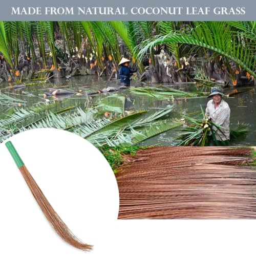 Image of Zureni Traditional Coconut Leaf Grass 40 inch Long Broomstick Washable Seekh Jhaadu with Firm & Comfortable Grip Ideal for Wet Surface Cleaning (Pack of 4, 400 Gm, Random Colors)