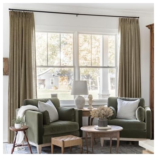 TWOPAGES 150 W x 102 L inch Pinch Pleated Light Filtering Curtain Linen Textured Unlined Drapes for Living Room Bedroom Indoor Window and Door,(1 Panel),Oak Dim Grey