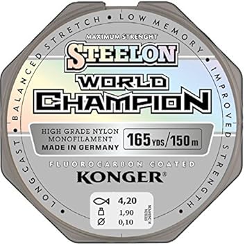 El Sedal Konger World Champion recubierto de fluorocarbono es un monofilamento invisible en el agua, resistente a roturas y abrasión, con superficie lisa y estiramiento mínimo. Apto para todos los métodos de pesca.