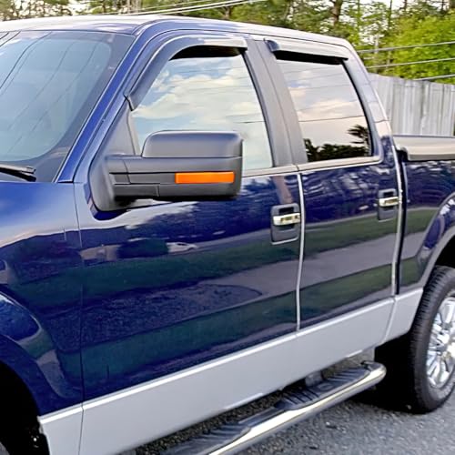 Image of Nilight Tape-On Window Visors for Ford F-150 SuperCrew 2015-2020, 4PCS | Fits 2015 2016 2017 2018 2019 2020 F-150, Smoke Rain Guards for Window Deflectors for Fresh Air in Rainy Weather