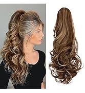 Felendy Ponytail Extension Claw 18" 20" Curly Wavy Straight Clip in Hairpiece One Piece A Jaw Lon...