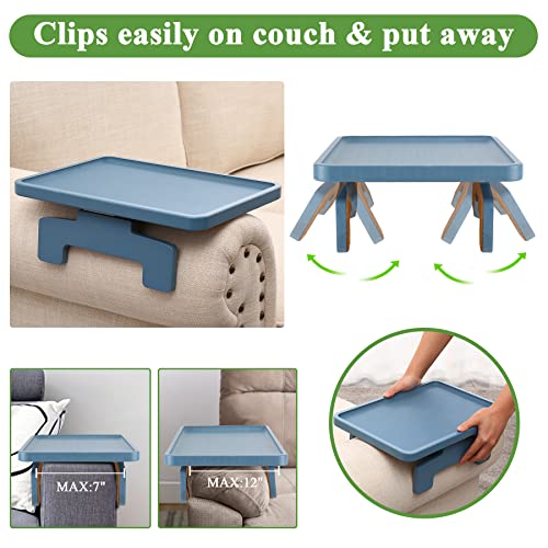 SINWANT Sofa Arm Clip Tisch, Sofa Arm Tray Tisch für Couch, Armlehne Tisch geeignet für Home Drinks/Essen/Obst, Sofa Tablett Tisch für Couch Tablett, Couchtisch & Beistelltische für kleine Räume, blau – Bild 8