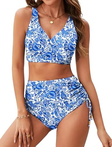 Arolina Womens High Waisted Bikini Sets V Neck Twist Front Two Piece Swimsuit Adjustable Tie Side… — $9.99 (33% off)