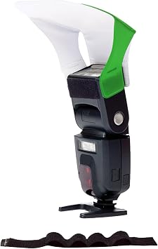 LumiQuest Flash Pocket Bouncer, Flash Diffuser with UltraStrap, Universal Classic Design for External Camera Flashes, Photography Lighting, Light for Pictures, Studio Lights, Neon Green