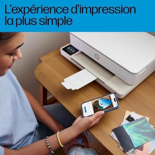 HP Envy 6120e, Imprimante Multifonction, Jet d'encre, A4, Couleur, Impression Recto Verso Automatique, Jusqu'à 10 ppm, Wi-FI, Smart, 3 Mois de Forfait Instant Ink Gratuit, Blanche