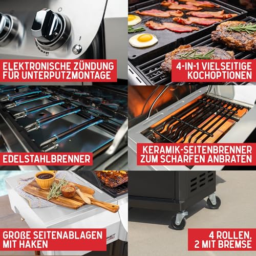 Nexgrill Gourmet Pro Gasgrill mit 6 Brennern und Keramik-Seitenbrenner