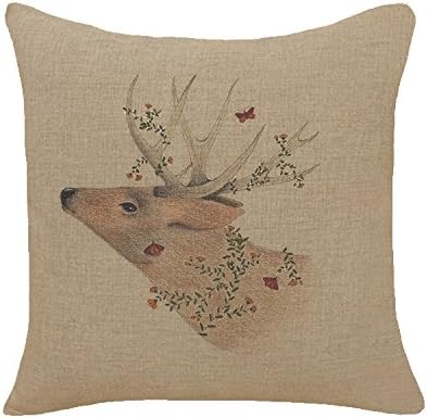LvJu Cotton Linen Square PillowCase Cushion Covers Christmas Reindeer 18 "X18 " Deer7