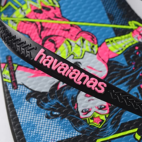 Chinelo Slim Heroinas, Havaianas, Feminino, Preto/Preto, 41/42