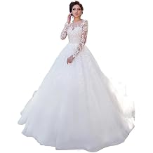 Dexinyuan Lace Tulle Ball Gown Wedding Dresses for Bride 2026 with Sleeves A Line Bohemian Bridal Gowns for Women