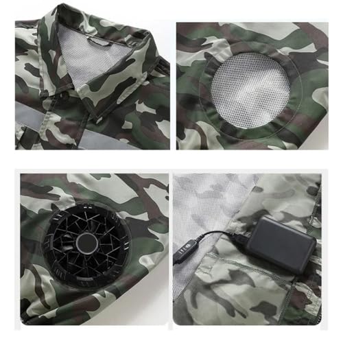Image of Summer Cooling Jacket Unisex Short Sleeve Air Conditioner Clothes with Powerful Fans for Camping Hiking Fishing