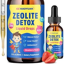 Zeolite Detox for Kids & Adults, Liquid Zeolite Detox Drops with Clinoptilolite, Vitamin C, Zinc, NAC & Milk Thistle Supports Gentle Liver & Gut Cleansing, Energy & Immunity, Strawberry, 2 Fl Oz