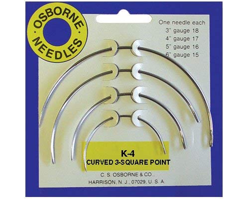 C. S. Osborne K-4 Curved 3 Square Point Needle Card Include 3" 4" 5" And 6" Long ( Upholstery Tool ) #TOP9