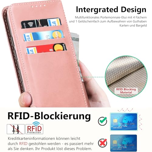Étui de protection Google Pixel 9A rose en cuir avec protège-écran - 4