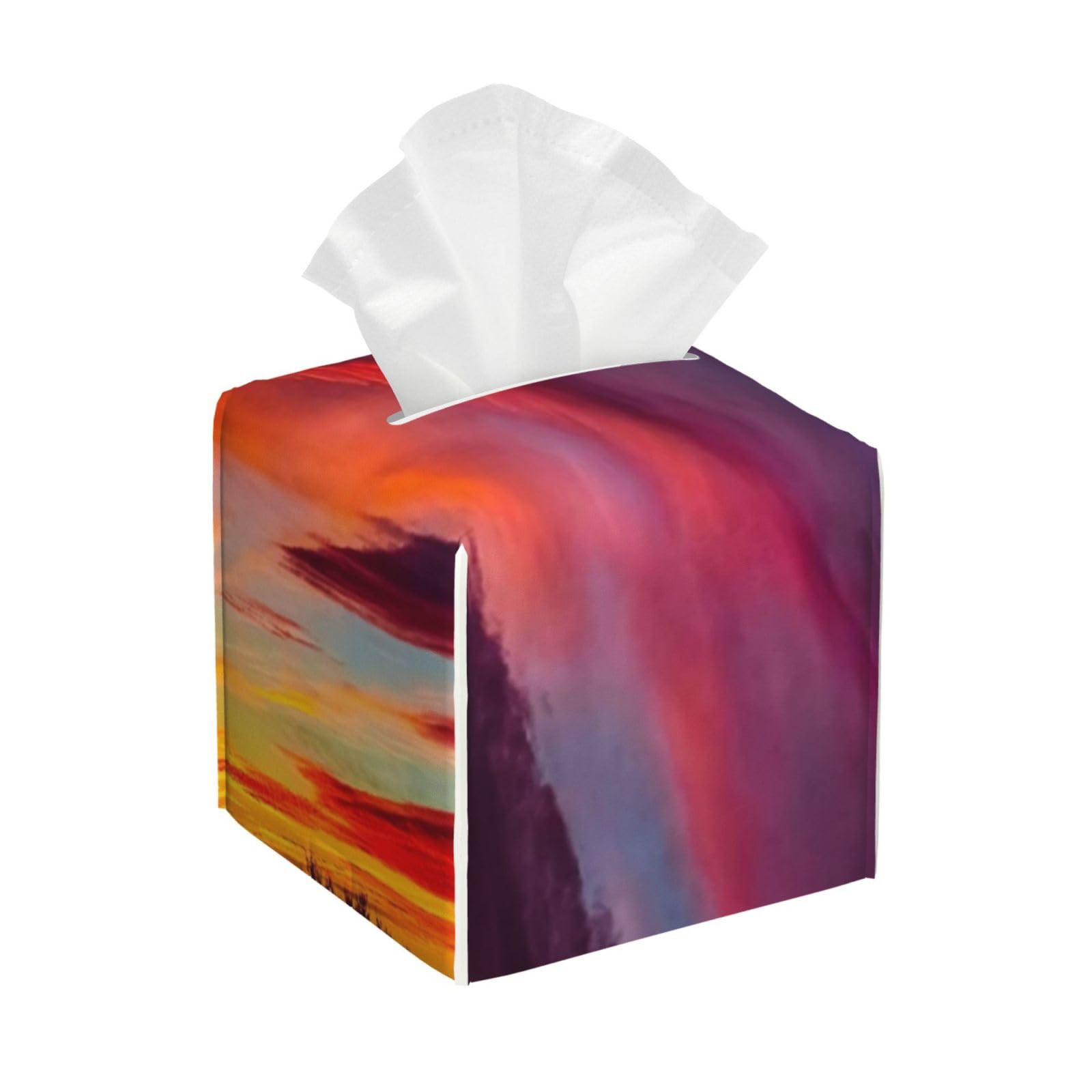 Arizona Saguaro Cactus Sunset PVC Cube Tissue Pack for Home Office Bathroom Use