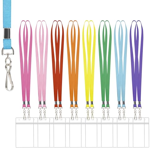 16 Pcs Clear Lanyards, Waterproof Vertical Card Holder for ID Badges