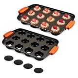 Erthskda 2 Pack Mini Cheesecake Pans, 12 Cavity Small Muffin Tray with Silicone...
