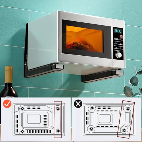 Frevoitna 2 Pièces Support Micro Onde en Acier Inoxydable, Support Mural Micro Onde Pliable, Etagere Murale pour Micro Onde Extensible, Support Micro Onde Mural avec Vis, Charge Maximale 40kg – vue 7