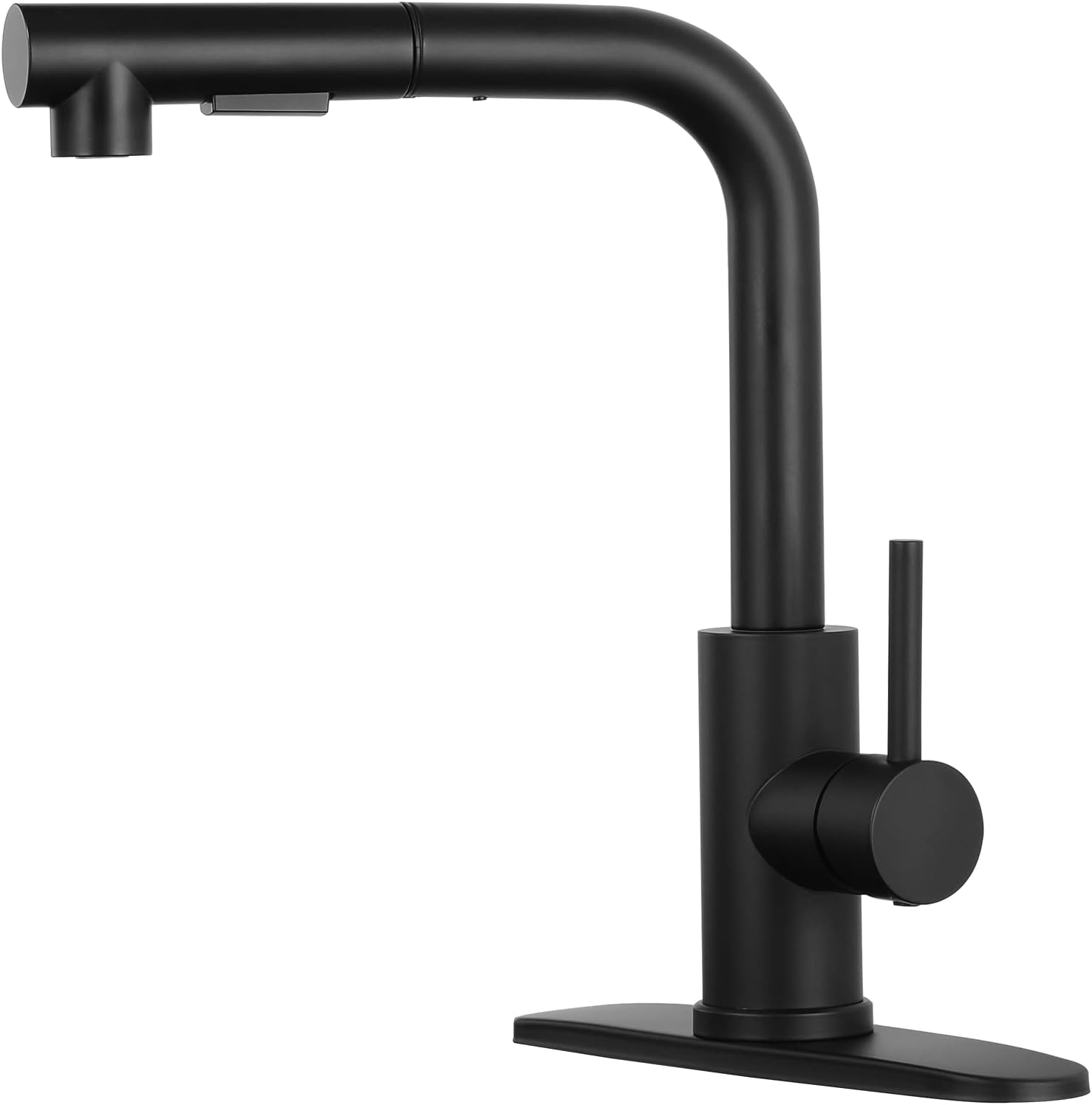 KZH Matte Black Kitchen Faucets with Pull Down Sprayer, Single Handle Kitchen Sink Faucet with