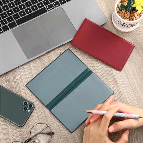 Image of Geyoga 6 Pcs Vinyl Checkbook Cover Personal Top Tear Checkbook Cover Holder Vinyl Check Holder for Men Women(Classic Color)