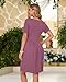 AUSELILY Women's Short Sleeve Summer Dress Pleated Loose Swing Knee Length Dresses with Pockets 2026 New Mauve S