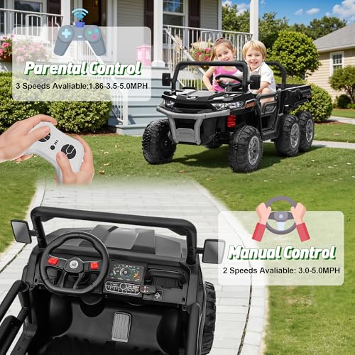 Image of 24V Ride on Dump Truck, XL 2 Seater Ride on Cars with Remote Control, 4x200W Powerful Motors, 6-Wheel Suspensions, Electric Dump Bed, Shovel, Kids UTV for Boy Girl