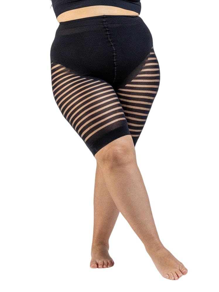 Plumpy Pantaloncini antisfregamento Donna, Pantaloncino Curvy, Taglie Forti Donna, in Tessuto Elastico, Dettagli Trasparenti, Lunghezza Regolabile