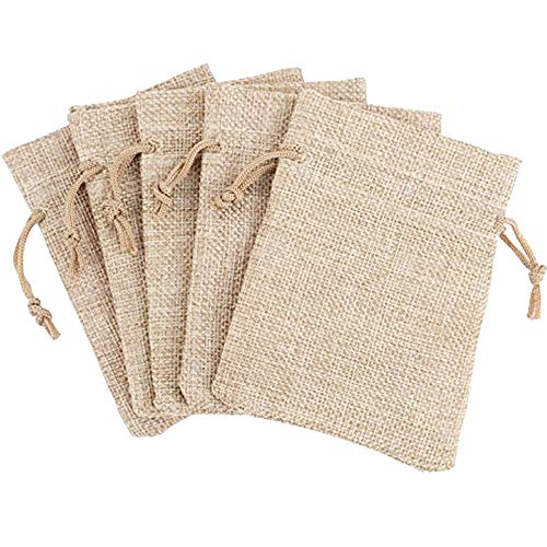 Youkwer Burlap Bags with Drawstring 3.7 5.3inches 24 Pack Jute Gift Bag for Wedding Party Jewelry Pouch and DIY Craft (Flaxen, 5.3 3.7inches)