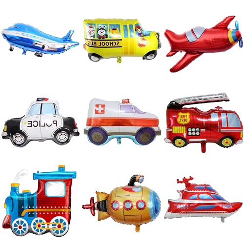 Coche Globos Decoración   9 Piezas Fiesta Vehículos Aluminio, Tema Cars para Cumpleaños y Fiestas Temáticas