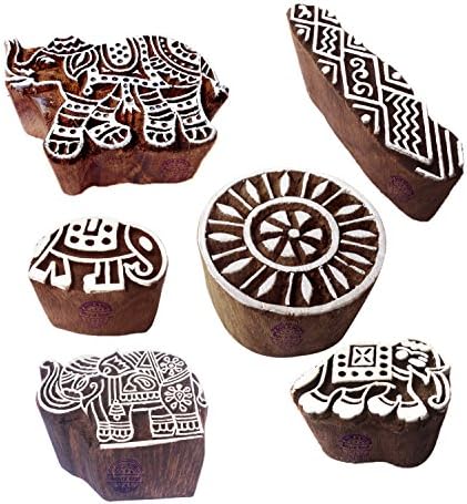 Rural Shapes Tree and Bird Wooden Stamps for Printing (Set of 6)