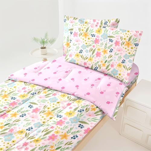 Dearller Floral Zipper Twin Girls Bedding Set