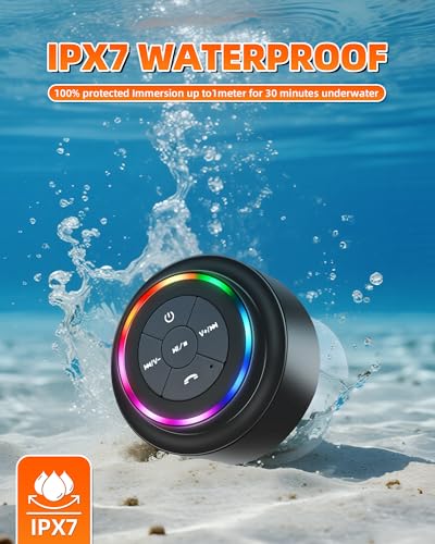 Image of Bluetooth Waterproof Shower Speaker Portable Wireless Speaker with Suction Cup Small Speakers Teen Gift Ideas for Shower Bathroom Pool Beach