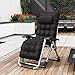 LSLIFE Zero Gravity Gartenstuhl, zusammenklappbar, Sonnenliegen, mit Getränkehalter und Kissen, verstellbar, für den Außenbereich, für Terrasse, Garten, Strand, Schwarz, 2 Stück