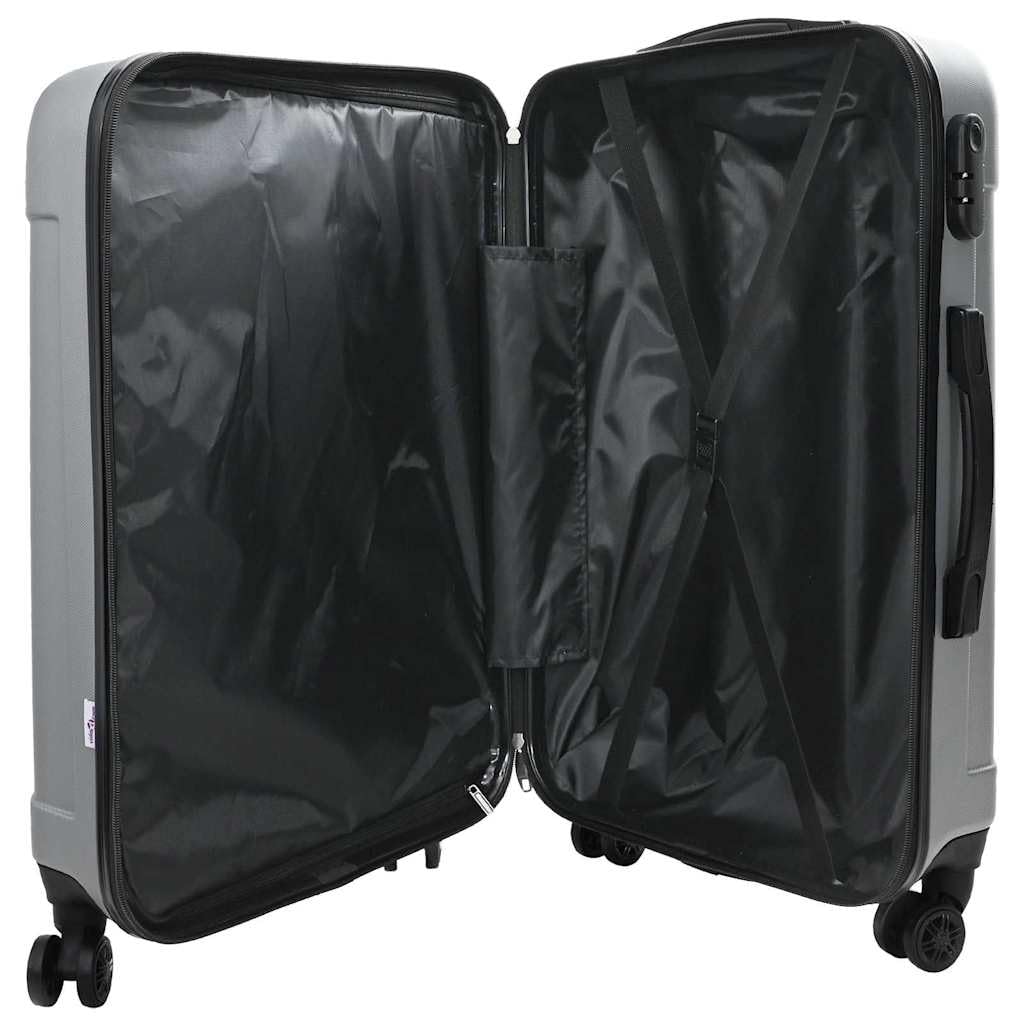 vidaXL Walizka Z blokadą 3 pcs Srebrny 50 x 31 x 78 cm Plastik ABS, Towarzysz podróży, wytrzymała, prostokątna walizka, bagaż, torba na lot, organizator na weekend