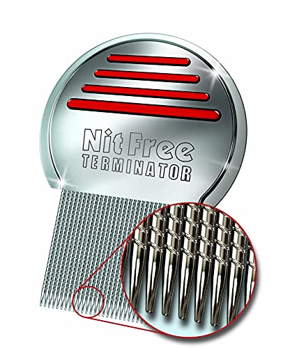 Nit Free Terminator Lice Comb, Professional Stainless Steel Louse and Nit Comb for Head Lice Treatment, Removes Nits, COLORS MAY VARY