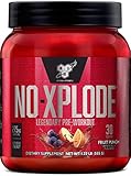 BSN N.O.-XPLODE Pre Workout Powder, Energy Supplement for Men and Women with Creatine and Beta-Alanine, Flavor: Fruit Punch, 30 Servings