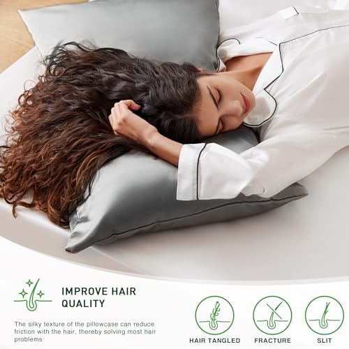 Love's cabin Satin Pillowcase for Hair and Skin (Dark Gray, 20x30 inches) Similar to Silk Pillow Cases, Pillow Cases Queen Size Set of 2 - Satin Cooling Pillow Covers with Envelope Closure - 3