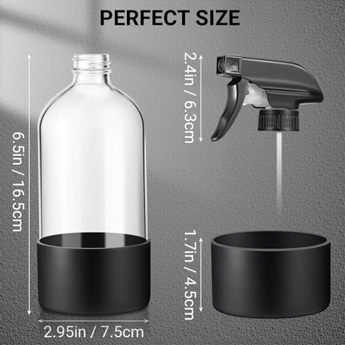 3 Pzas Botella Spray Vidrio 500ml Negra con Funda miniatura 4
