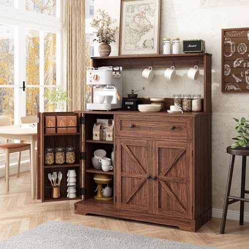 Wnutress Farmhouse Coffee Bar Cabinet with Drawer, 39