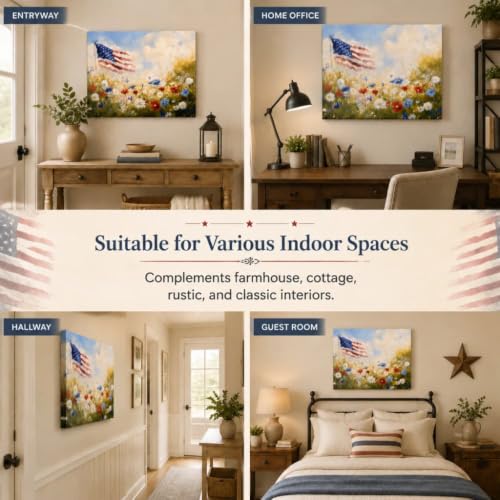 Image of Americana Flag Canvas Print Picture Wall Art for Home Decor