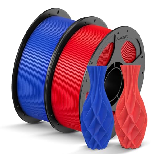Image of ANYCUBIC PLA Filament 1.75mm Bundle, 3D Printing PLA Filament 1.75mm Dimensional Accuracy + /- 0.02mm, 1KG Reusable Spool (2.2 lbs), 2KG Blue + Red