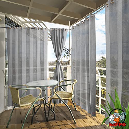 Image of HIPPO 150 GSM Outdoor Sun Blocking Balcony Eyelet /Grommet Curtains Sun & UV Protection, Light Filtering 4.5FTX4.5FT Window Curtain (Grey)