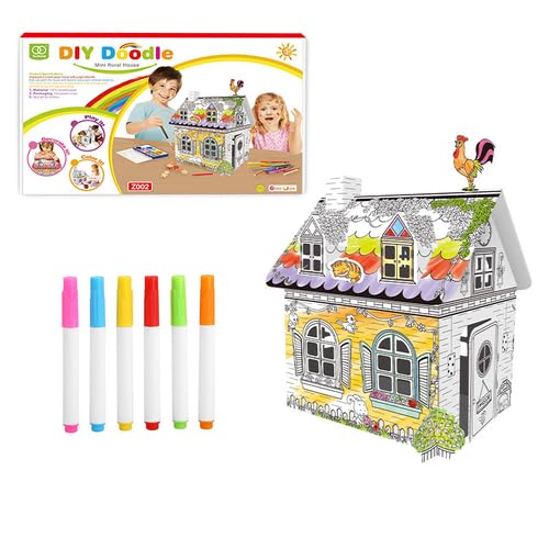 ダンボールプレイハウス 子供段ボールプレイ ダンボールハウス お絵かき 手作り落書きゲーム おもちゃ 塗り絵おもちゃ 組み立て簡単 知育玩具 秘密基地 男の子 女の子入園祝い ギフト