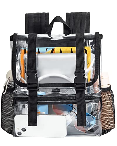 Vorspack Clear Mini Backpack - Stadium Approved Small Clear Backpack For Women Heavy Duty Pvc Stadium Backpack With 2 Water Holders For Concerts Work Sports Festivals - Black #TOP2
